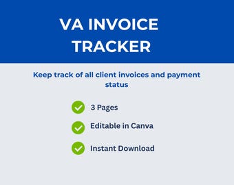 VA Invoice Tracker Vorlage | Kunden-Zahlungslogbuch (Digitaler Download)
