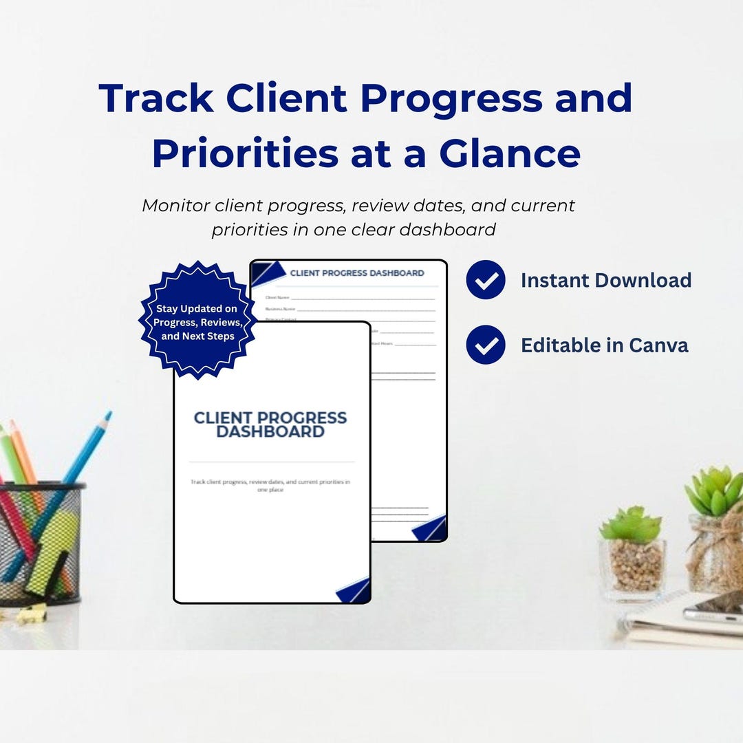 Client Progress Dashboard Template | Freelancer Tracker | Canva ...