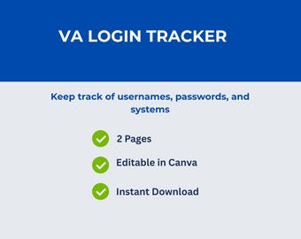 VA Logon-Tracker | Kundenpasswörter, System Organizer (Digitaler Download)