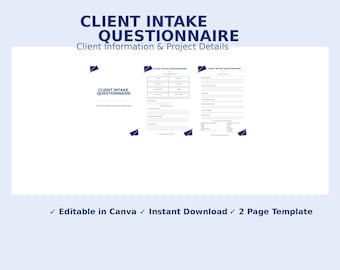 Kundenaufnahme Fragebogen Canva Vorlage | Freelancer Einstellungsformular (Digitaler Download)