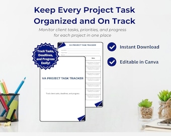 VA Project Task Tracker | Client Tasks, Deadlines (Digital Download)