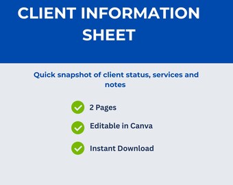 Mall för klientinformationsblad | Freelancer VA Organizer (digital nedladdning)