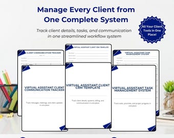 Virtual Assistant Client Management System Bundle | CRM, Communication Tracker, Task Manager (Digital Download)