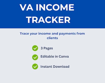 VA Income Tracker Template | Freelancer Kunden Zahlungen (Canva Digital Download)