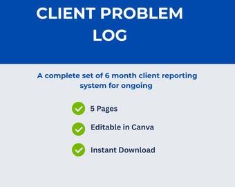 Mall för klientproblemlogg | Frilansare problemspårare (digital nedladdning)