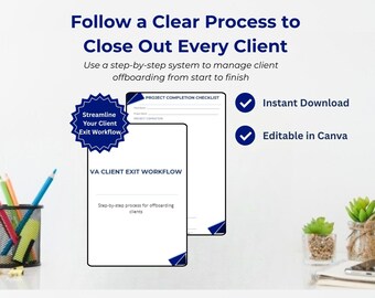 VA Client Exit Workflow Template | Step-by-Step Offboarding Process (Canva Download)