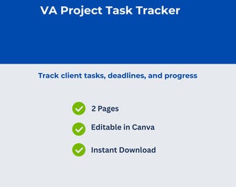 VA Project Aufgabenliste | Kunden Aufgaben, Termine (Digitaler Download)