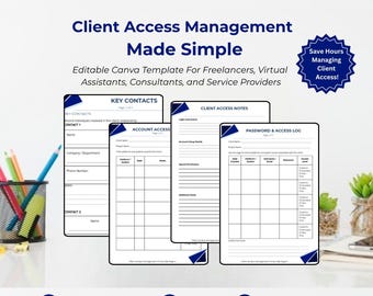 Client Access Management Kit | Canva Templates, Password Tracker (Digital Download)