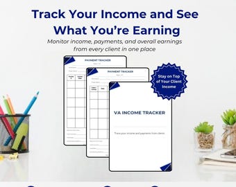 VA Income Tracker Template | Freelancer Client Payments (Canva Digital Download)