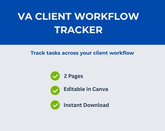 VA Klient Arbeitsablauf-Tracker | Aufgaben-Planung (Digitaler Download)