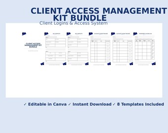 Kit für das Zugriffs- und Zugriffsschutz | Canva Vorlagen, Passwort Tracker (Digitaler Download)