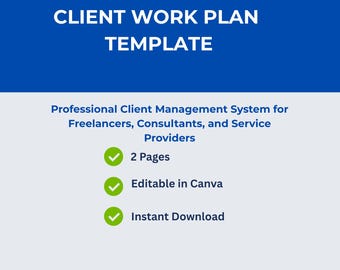 Mall för klientarbetsplan för frilansare | Projektleveranser, Canva (digital nedladdning)