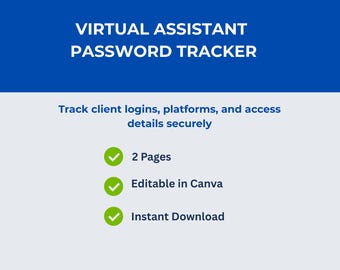 Virtueller Assistent Passwort Tracker | Kunden-Anmeldelog (Canva-Vorlage)
