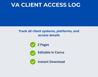 VA Klient Access Log Vorlage | Passwort Tracker (Digitaler Download)