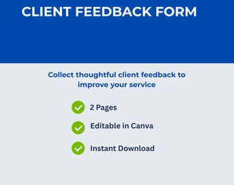 Mall för kundfeedbackformulär för frilansare | Redigerbar Canva (digital nedladdning)
