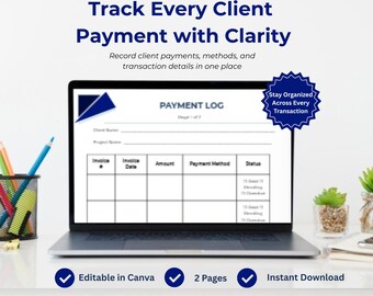 VA Client Payment Log Template | Freelancer Invoice Tracker (Canva Download)