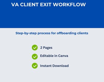 VA Client-Exit-Arbeitsablauf Vorlage | Schritt-für-Schritt Offboarding Prozess (Canva Download)