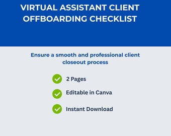 Checkliste für das Outboarden des Virtuellen Assistenten | Canva Vorlage (Digitaler Download)