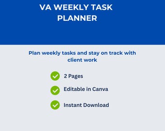 VA Weekly Task Planner | Client Work Productivity Tracker (Digital Download)