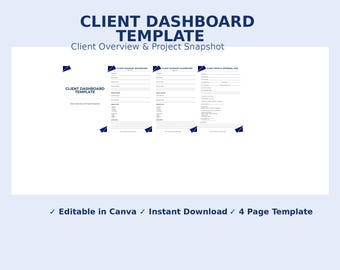 Kunden Dashboard Template Canva | Projekt-Tracker, crm (Digitaler Download)