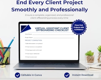 Virtual Assistant Client Offboarding Checklist | Canva Template (Digital Download)