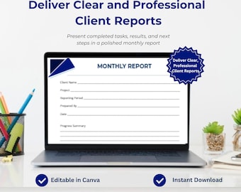 VA Monthly Progress Report Template | Client Deliverables, Updates (Digital Download)