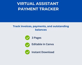 Virtueller Assistent Zahlungs-Tracker | Rechnungs- & Zahlungslog (Digitaler Download)