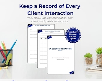 VA Client Interaction Log | Communication Tracker Template (Digital Download)
