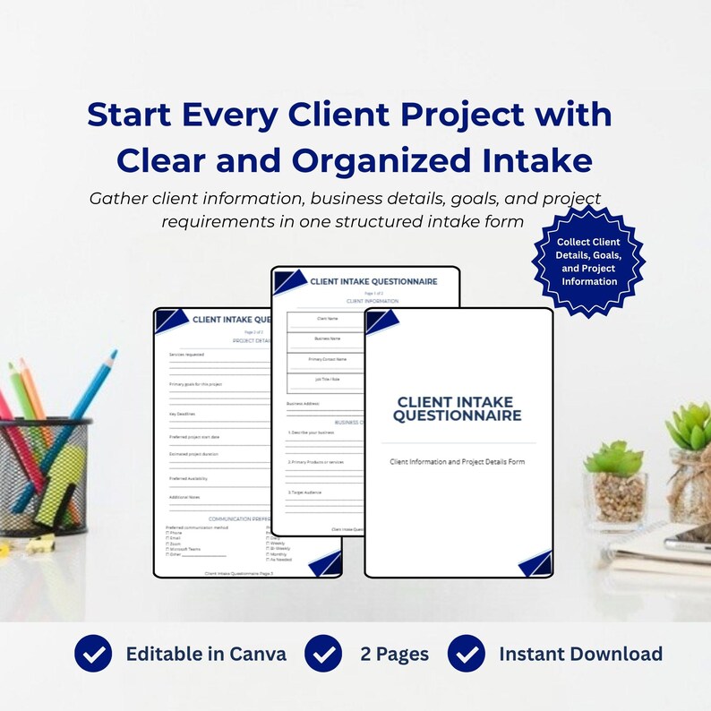Start Back Questionar Client Intake Questionnaire Canva Template | Freelancer Onboarding Form ...