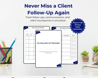 VA Follow-Up Tracker | Client Communication Log, Canva Template (Digital Download)