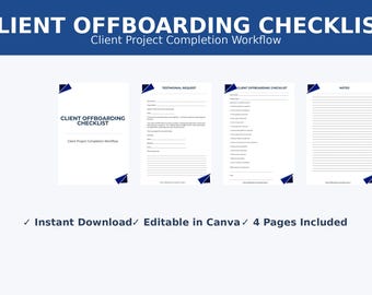 Vorlage für die Checkliste für das Outboarden von Kunden | Projektabschluss-Arbeitsablauf (Canva Download)