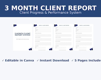 3 Monate Kundenrapport Vorlage Canva | Freelancer Fortschritt System (Digitaler Download)