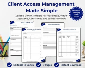 Client Access Management Kit | Canva Templates, Password Tracker (Digital Download)