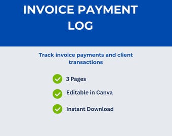 Mall för fakturabetalningslogg | Kundspårning, redigerbar Canva (digital nedladdning)