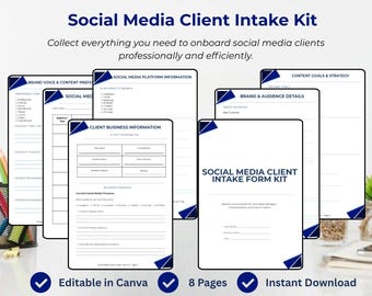 Social Media Client Intake Form Template, Canva Onboarding Questionnaire (Digital Download)