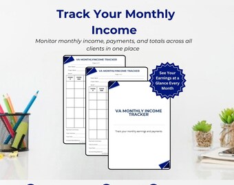 VA Monthly Income Tracker | Freelancer Invoice Payment Log (Digital Download)