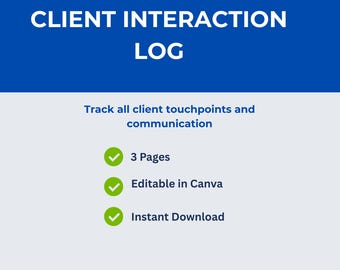 Mall för klientinteraktionslogg | Freelancer VA-kommunikationsspårare (digital nedladdning)