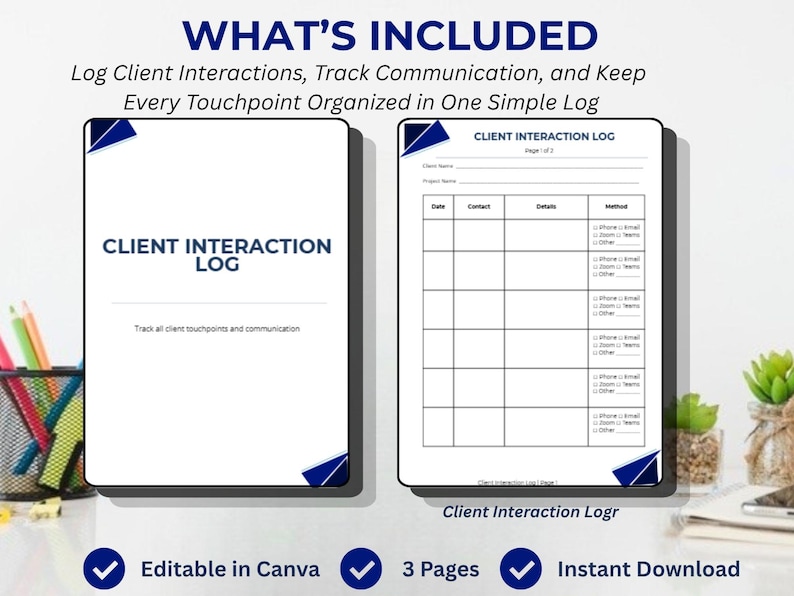 Client Interaction Log Template | Freelancer VA Communication Tracker ...