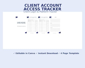 Kunden-Account-Tracker Canva Vorlage | Passwort-Tagebuch, crm-Blatt (digitaler Download)