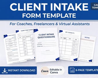 Klient Intake Form Vorlage | Canva Coaching Onboarding Fragebogen (Digitaler Download)