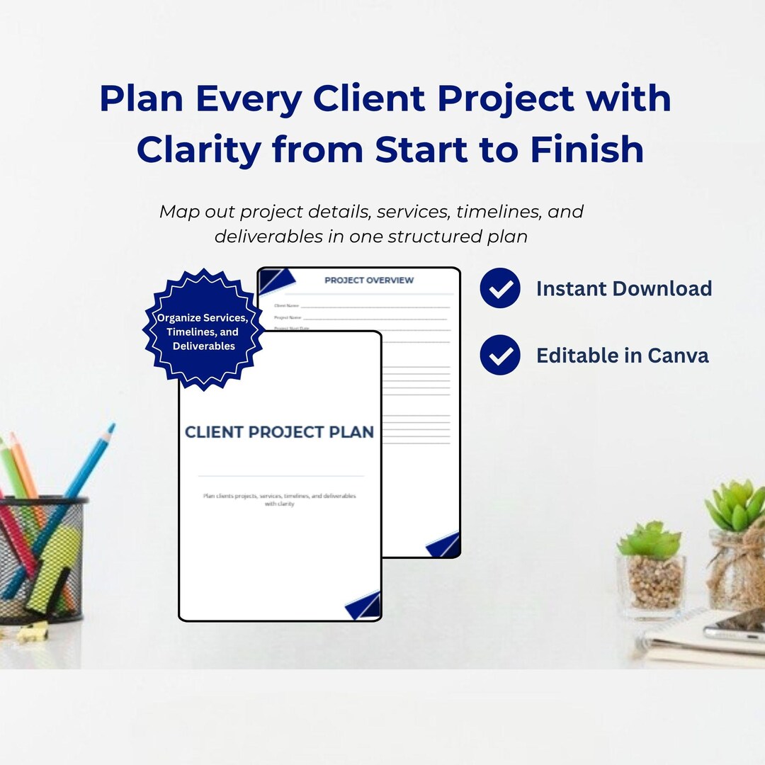 Client Project Plan Template | Deliverables Tracker | Editable in Canva ...