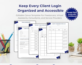 Virtual Assistant Client Task Management System | Canva Template (Digital Download)