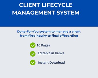 System för klientlivscykelhantering | VA Canva-mall (digital nedladdning)