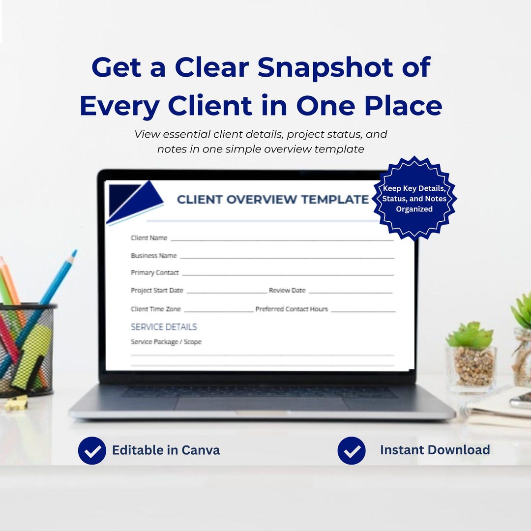 Client Overview Figure Client Overview Template for Freelancers | CRM Dashboard (canva ...