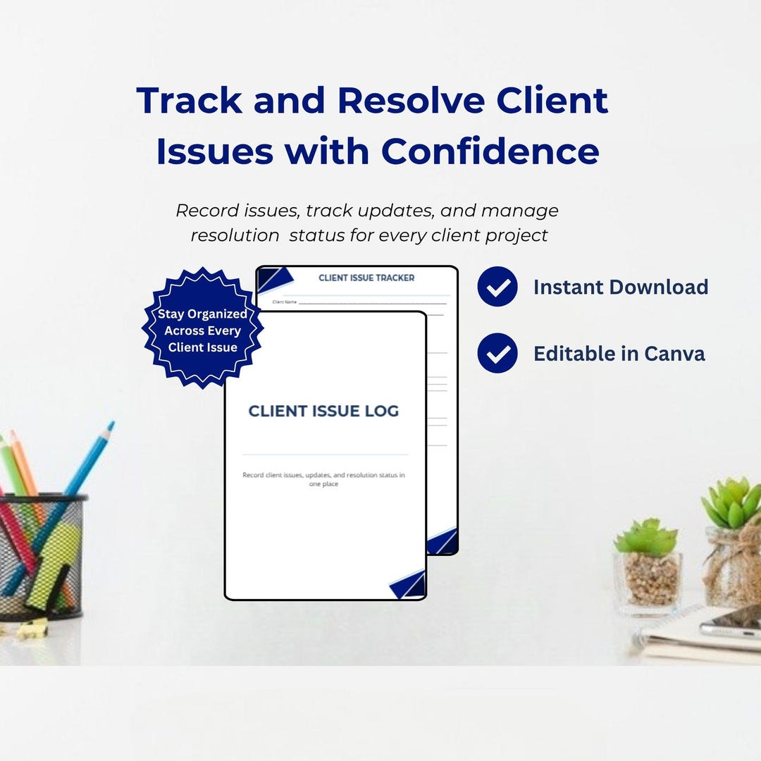 Client Issue Log Template | Freelancer Tracker (editable Canva Download ...