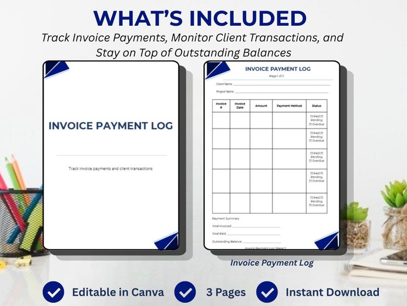 Invoice Log Label Invoice Payment Log Template | Client Tracker, Editable Canva (digital ...