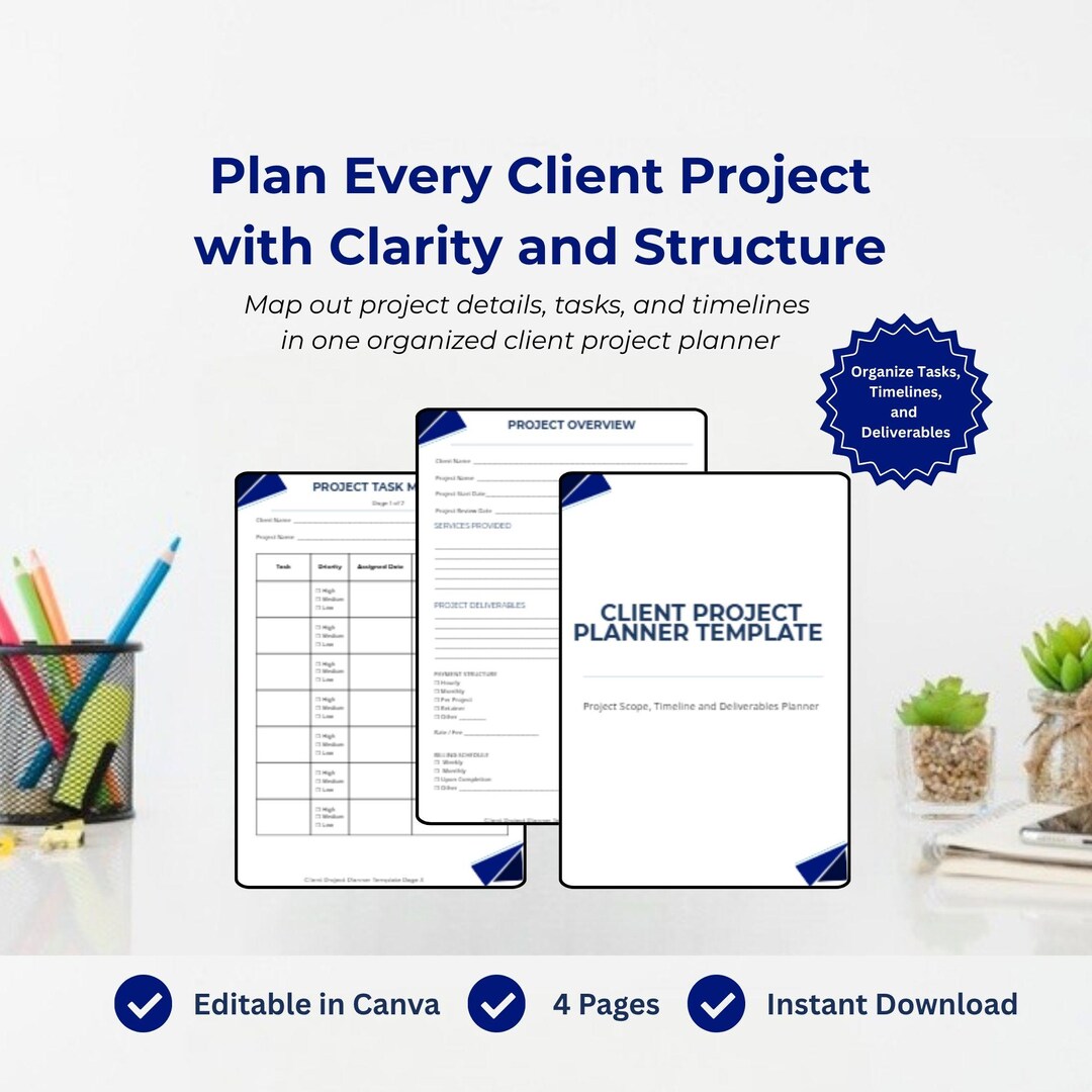 Client Project Management Template | Freelancer Task Tracker (digital ...