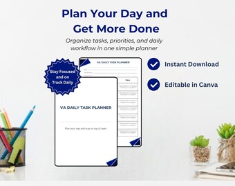 VA Daily Task Planner | Productivity Tracker Template (Digital Download)
