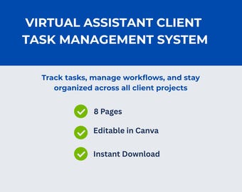 Virtueller Assistent Klient Aufgabenmanagment System | Canva Vorlage (Digitaler Download)