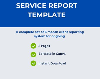 Mall för servicerapport för frilansare | Månatlig kundsammanfattning (redigerbar Canva-nedladdning)